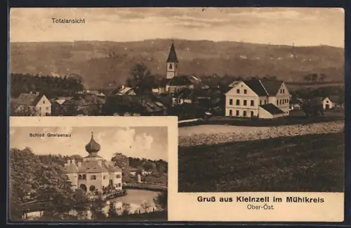 AK Kleinzell im Mühlkreis, Totalansicht mit Kirche, Schloss Gneisenau