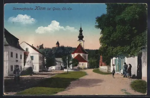 AK Klam /O.-Oe., Strassenpartie an der Kirche