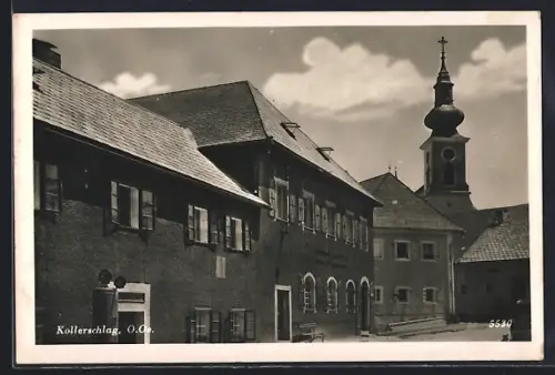 AK Kollerschlag /O. Oe., Strassenpartie mit Kirche