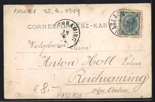 AK Haslach, Ortspartie mit Strasse