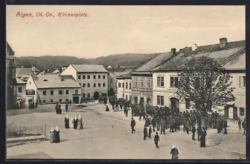 AK Aigen /Ob.-Oe., Kirchenplatz mit Gasthaus