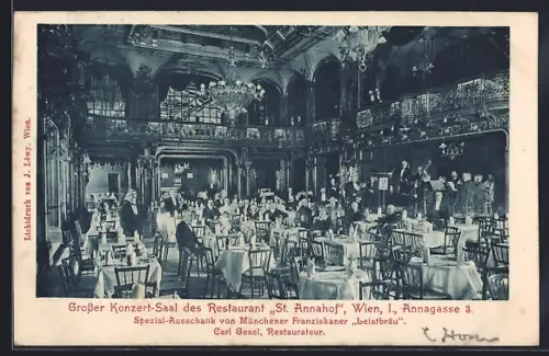 AK Wien, Restaurant St. Annahof, Grosser Konzertsaal, Annagasse 3