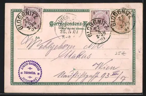 AK Gloggnitz /Nied.-Oesterr., Teilansicht, Alpenblumen, Passepartout