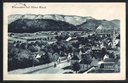 Künstler-AK Winzendorf, Teilansicht mit Hoher Wand