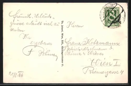 Künstler-AK Winzendorf, Teilansicht mit Hoher Wand