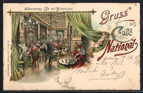 Lithographie Berlin, Cafe National, Friedrichstrasse Nr. 76 Ecke Jägerstrasse