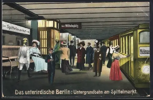 AK Berlin, U-Bahnhof am Spittelmarkt, Innenansicht, U-Bahn