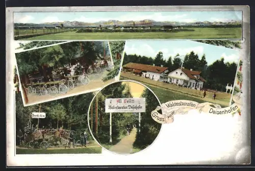 AK Deisenhofen / Oberhaching, Waldrestauration, Fahrrad-Fahrer