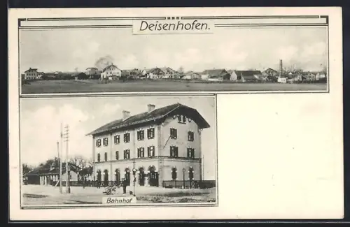 AK Deisenhofen / Oberhaching, Bahnhof und Panorama