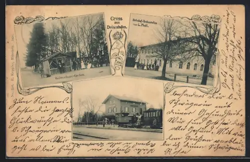 AK Deisenhofen / Oberhaching, Bahnhof, Bahnhof-Restauration v. L. Festl