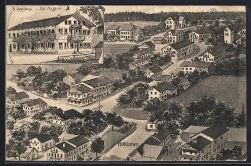 Lithographie Altkirchen / Sauerlach, Gasthaus v. Joh. Nägler, Ortsansicht