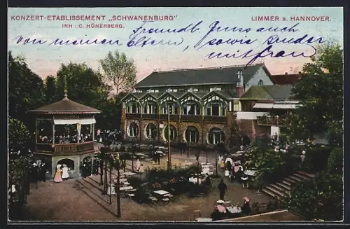 AK Limmer b. Hannover, Konzert-Gasthaus Schwanenburg C. Hünerberg