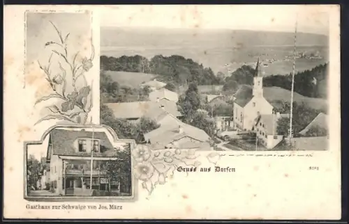 AK Dorfen / Wolfratshausen, Gasthaus zur Schwaige v. Jos. März, Ortsansicht