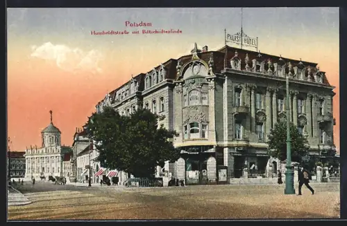 AK Potsdam, Palast-Hotel, Humboldtstrasse mit Bittschriftenlinde