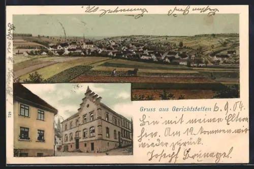 AK Gerichtstetten, Ortsansicht aus der Vogelschau
