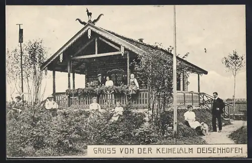 AK Deisenhofen / Oberhaching, Keimelalm mit Gästen