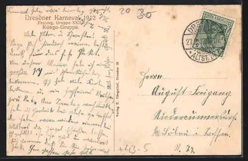 AK Dresden, Karneval 1912, Festzug, Kongo-Gruppe