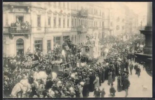 AK Dresden, Karneval 1912, Festzug, Hochgericht, Zirkusunternehmen Saure Sahnie