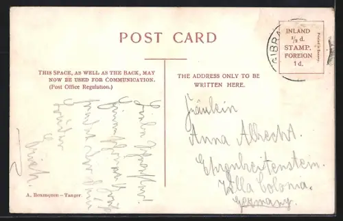 AK Gibraltar, The Library, Kutschen vor der Bibliothek