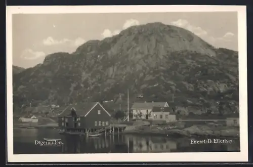 AK Digermulen, Ortsansicht mit Berg