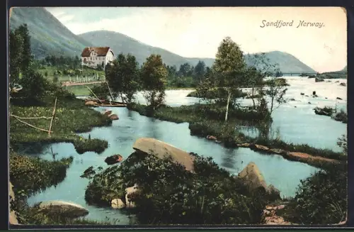 AK Sondfjord, Wasserpartie mit Bergpanorama