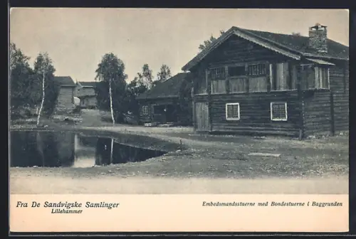 AK Lillehammer, Fra De Sandvigske Samlinger, Embedsmandsstuerne med Bondestuerne i Baggrunden