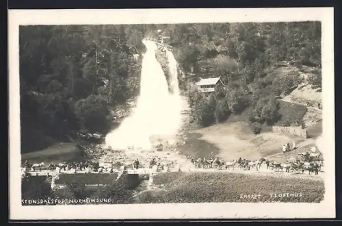 AK Nordheimsund, Steinsdalsos, Wasserfall Steinsdalsfossen