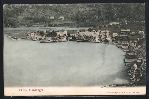 AK Odda /Hardanger, Ortsansicht am Wasser