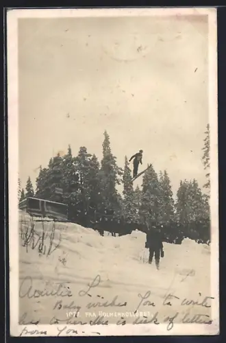 AK Holmenkollöbet, Skisprungschanze mit Skispringer im Winter