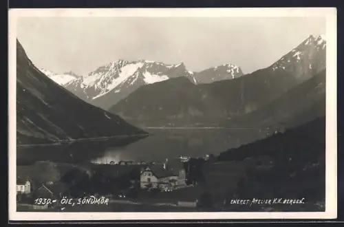 AK Öie /Söndmör, Ortsansicht aus der Vogelschau mit Fjord