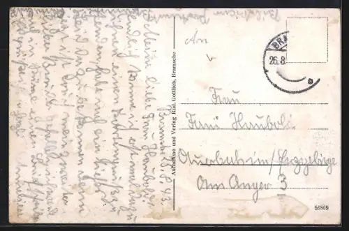 AK Bramsche, Strasse, Geschäft von Rud. Gottlieb