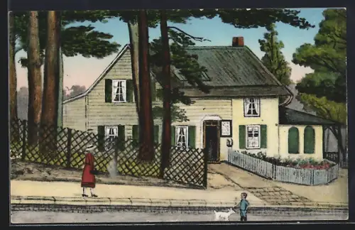 Künstler-AK Barmen, Gasthaus Alkoholfreie Wirtschaft von Fritz Schluckebier