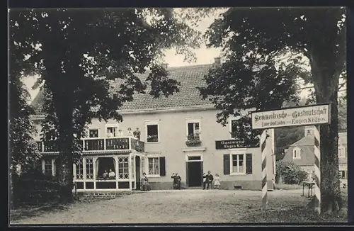 AK Hülsenbusch /Gummersbach, Gasthaus Eugen Köölges mit Balkon