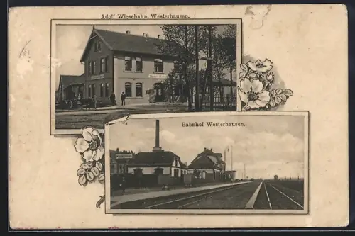 AK Westerhausen / Melle, Bahnhof-Restaurant von Adolf Wiesehahn, Bahnhof