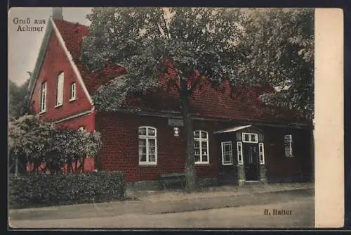 AK Achmer, Gasthaus H. Halter von der Strasse aus gesehen