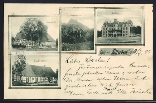 AK Ellerbeck / Schledehausen, Schnieder`s Gasthaus, Hartmann`s Hof, Schürmann`s Hof, Sanatorium