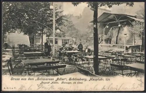 AK Schöneberg, Restaurant zum Schwarzen Adler, Hauptstrasse 134, Bes. August Klöhn