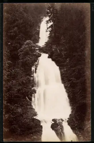 Fotografie unbekannter Fotograf, Ansicht Brienz, Giessbachwasserfall mit Brücke