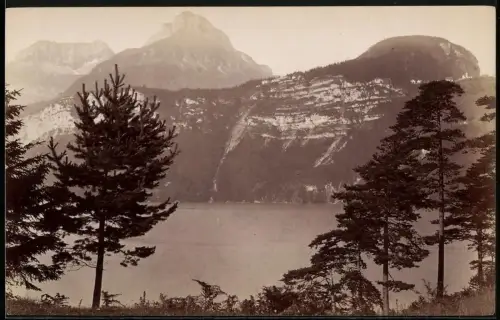 Fotografie unbekannter Fotograf, Ansicht Brunnen, Blick über den Urnersee