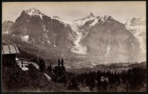 Fotografie unbekannter Fotograf, Ansicht Grindelwald, Blick nach dem Wetterhorn mit Gletscherzunge