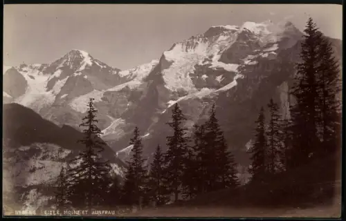 Fotografie unbekannter Fotograf, Ansicht Mürren, Blick auf Eiger, Mönch und Jungfrau