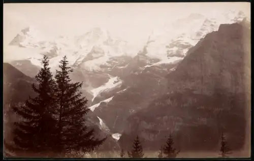 Fotografie unbekannter Fotograf, Ansicht Mürren, Massiv mit Eigeg, Jungfrau und Mönch