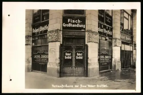10 Fotografien Ansicht Berlin, Fischgrosshandlung Rob. Breitfeld, Geschäft Panoramastr. 1, Lagerhaus, russische Fischer