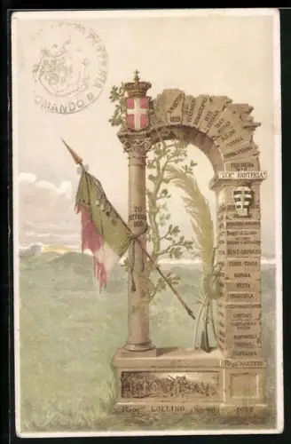 AK 13. Reggimento Fanteria, Denkmal mit Fahne