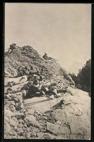 AK Soldaten auf Berg mit Adler, Infanterie-Regiment Ultima Trincea