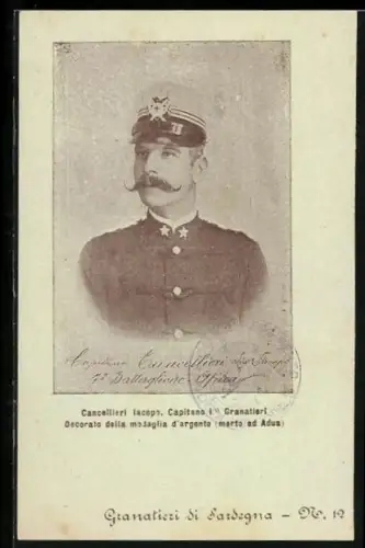 AK Cancellieri Iacopo, Capitano I o, Granatieri di Sardegna N. 12, Infanterie-Regiment