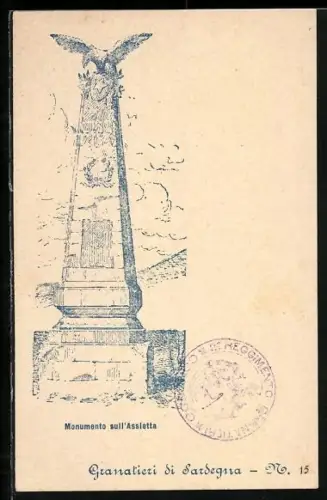 Lithographie Sardegna, Monumento sull`Assietta, Granatieri di Sardegna N. 15, Infanterie-Regiment