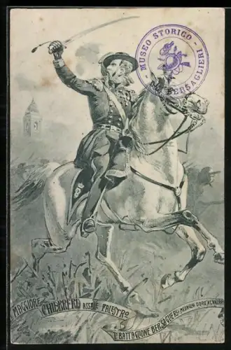 AK Soldat des Infanterie-Regiments zu Pferde, 7o Battaglione Bersaglieri