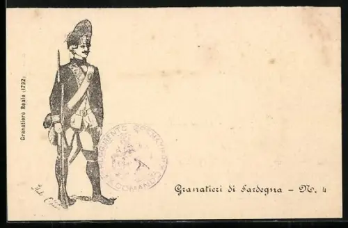 AK Soldat des Infanterie-Regiments in Uniform, Granatieri di Sardegna No. 4