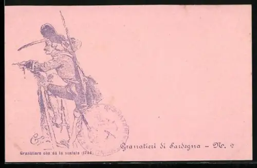 AK Granatiere che dà la scalata, 1744, Granatieri di Sardegna No. 2, Infanterie-Regiment